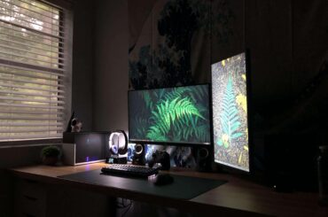 Finally made a decent battlestation. Just need a lamp to brighten the place a bit.