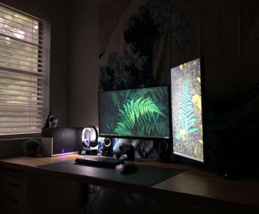 Finally made a decent battlestation. Just need a lamp to brighten the place a bit.