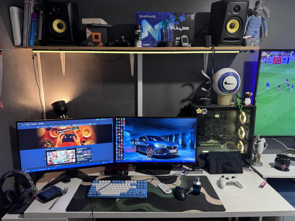 Debating weather to ditch to monitors for an ultra wide. PS I’m working on cable management