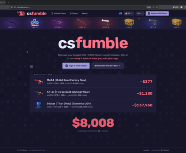 I made a site to see the current day value of skins/items you sold on the Steam Market years ago. It's very painful...