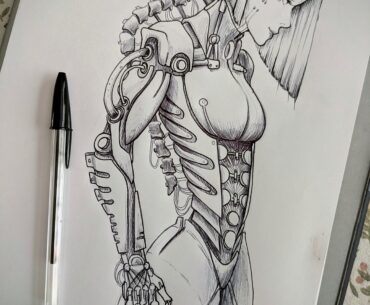 "Going for your next enhancement?" Cyborg Sketch with a BIC pen