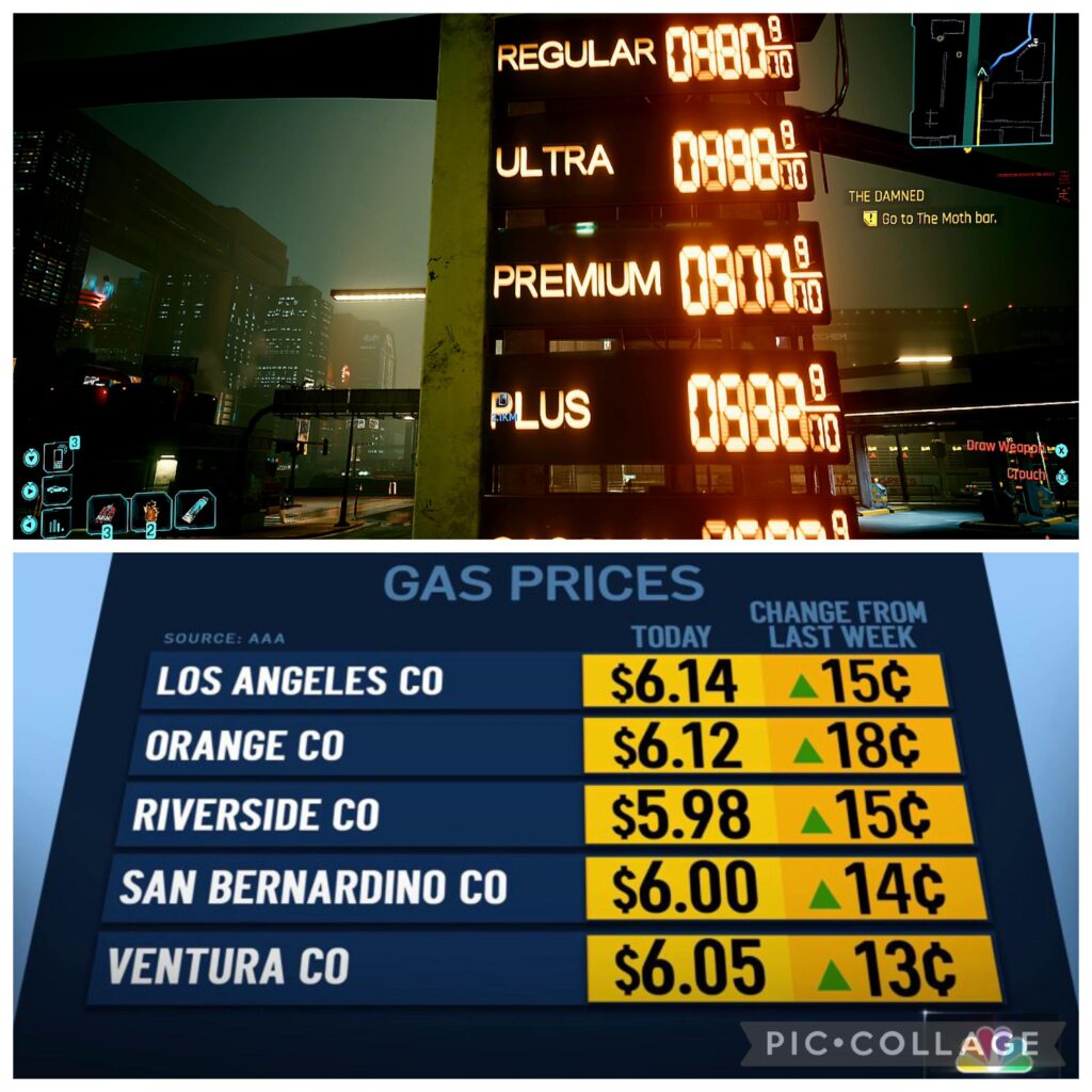 Cyberpunk's dystopian future is better than our dystopian present. Gas Prices are better in Night City - FACT!