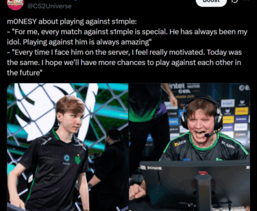 m0NESY about playing against s1mple - "He has always been my idol. Playing against him is always amazing"