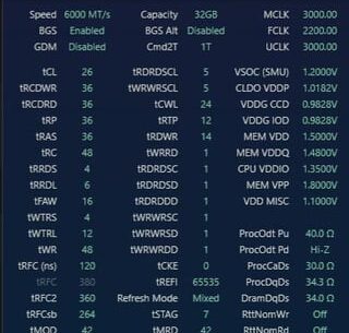 VT3 Results 6000 GDM OFF FCLK 2200