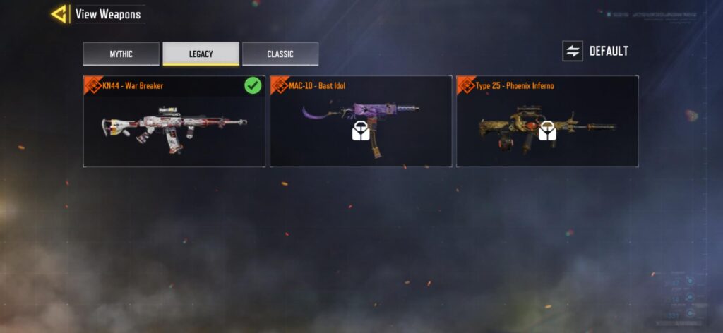 What were the other two legacy weapons from?