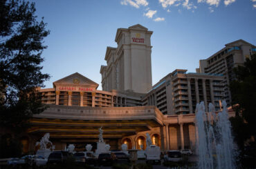 The fountains at Caesars Palace hotel-casino along the Las Vegas Strip, Thursday, April 30, 202 ...