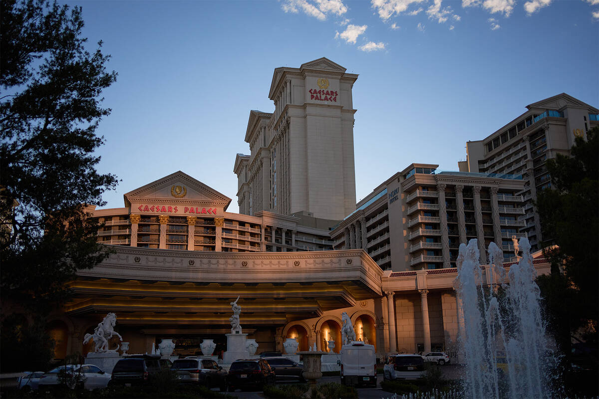 Nevada Gaming Control Board report shows how resort revenue slid in 2025 | Casinos & Gaming The fountains at Caesars Palace hotel-casino along the Las Vegas Strip, Thursday, April 30, 202 ...