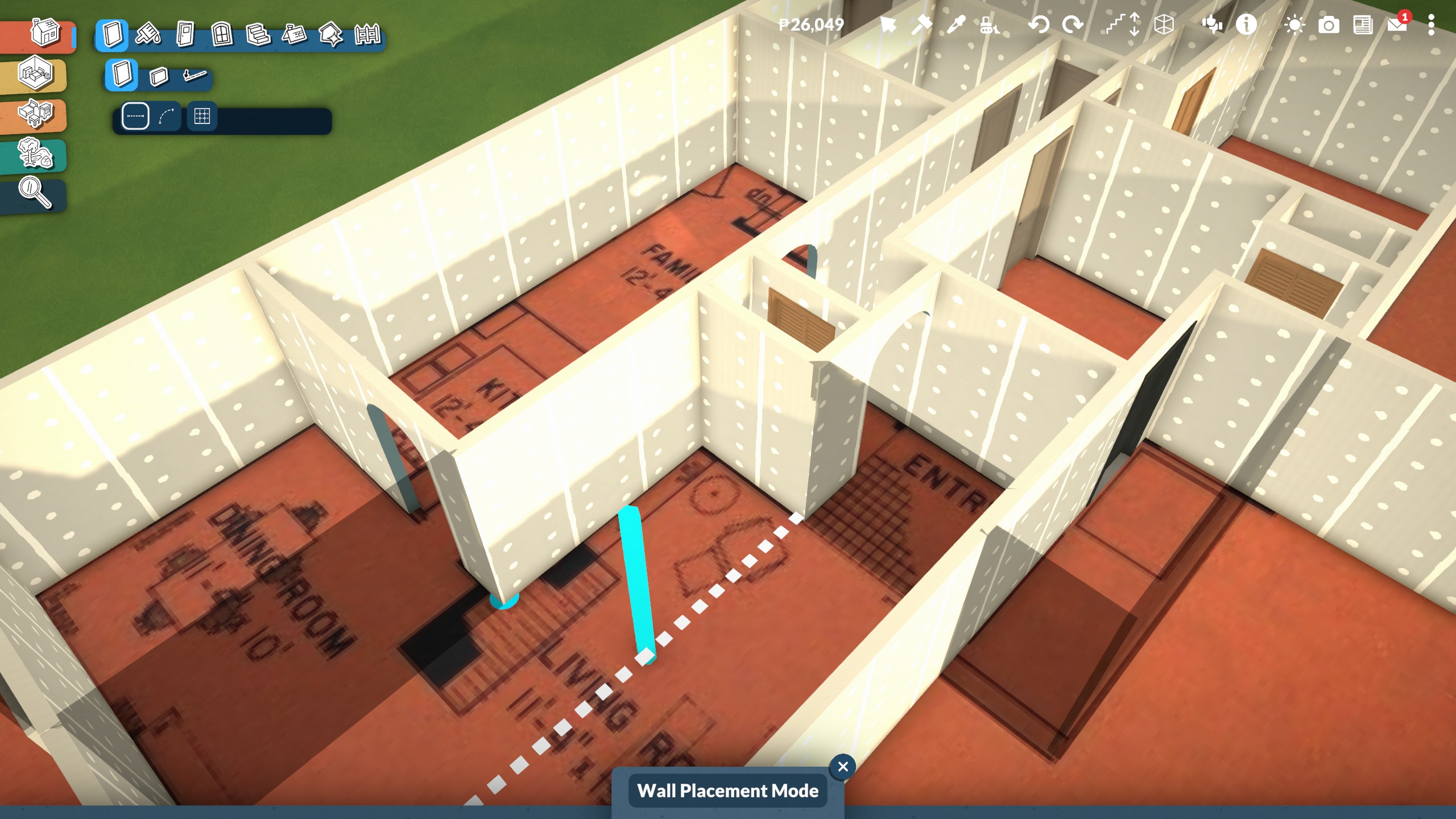 Paralives - A house floor plan built on top of an image of a blueprint.