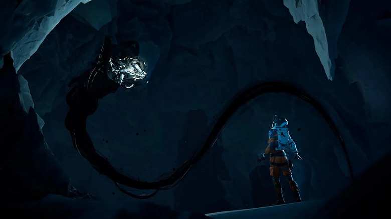 Ariane faces a tentacled monster in a cave in Aphelion