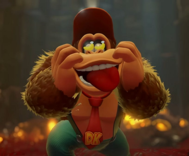 In Donkey Kong Bananza, Donkey Kong salivates while thinking about bananas. His eyes gleam with banana icons.