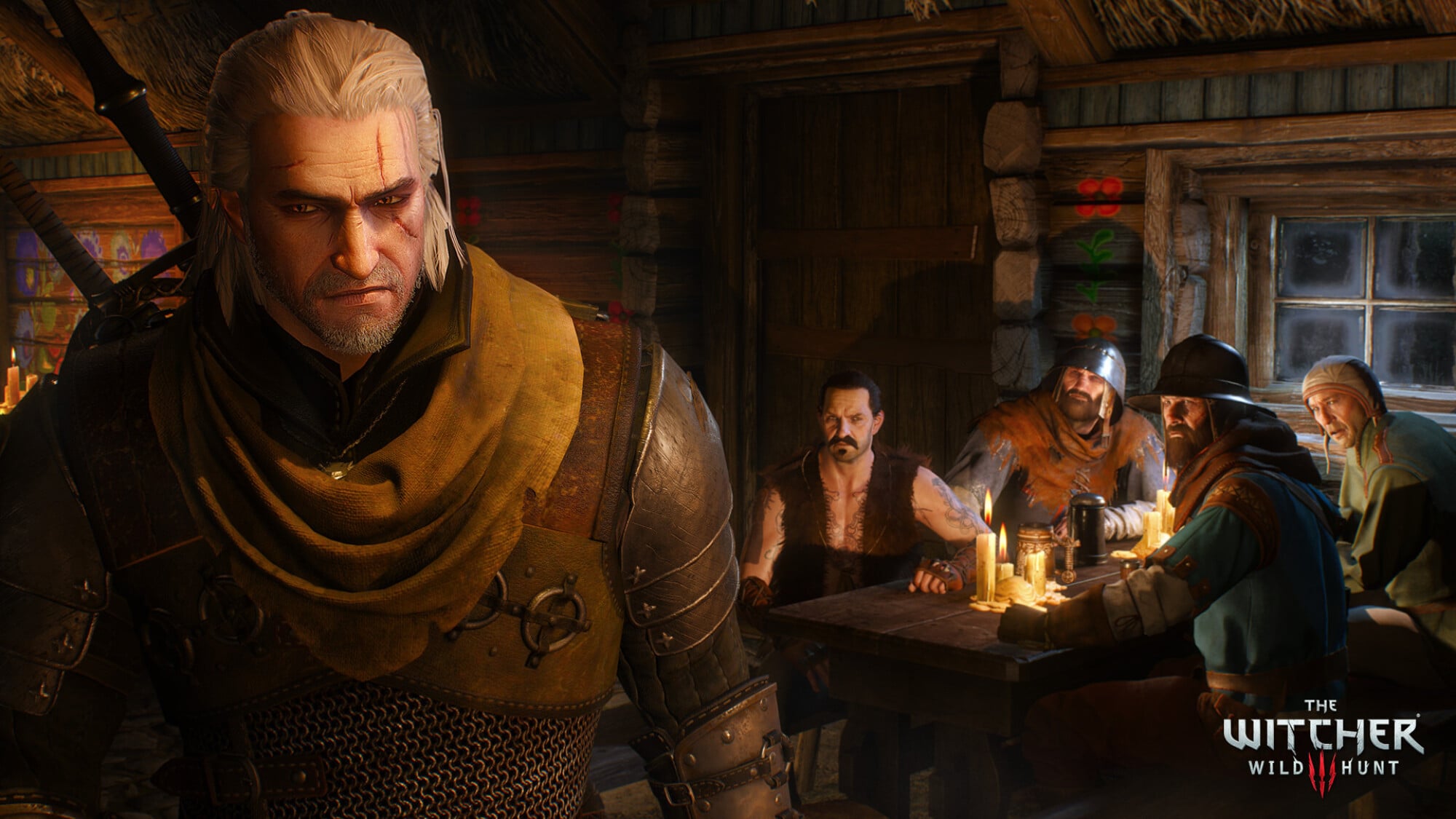 Witcher 3 Geralt in tavern screenshot