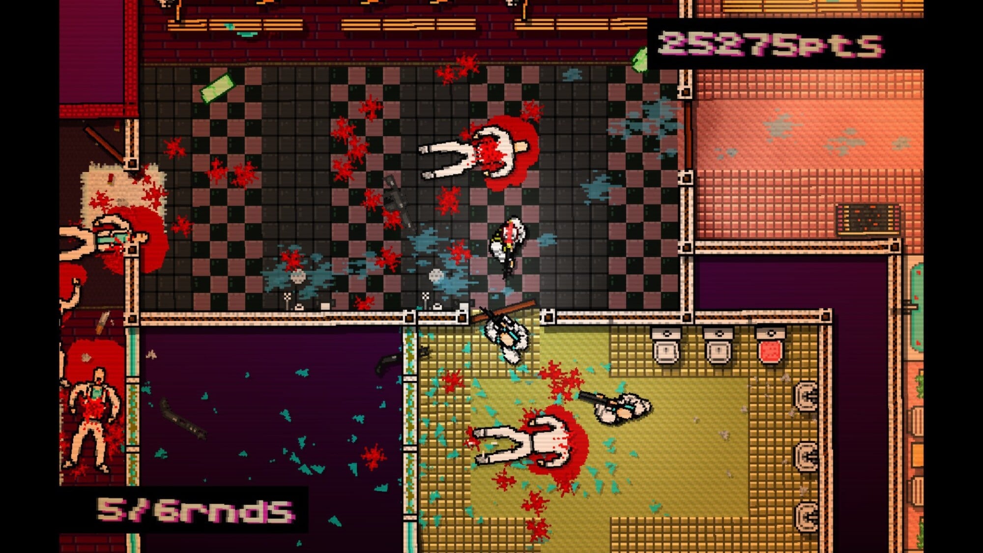 Hotline Miami screenshot full of horrible pixelated violence