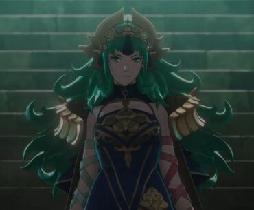 Sothis walking down a long flight of stairs in Fire Emblem: Fortune's Weave
