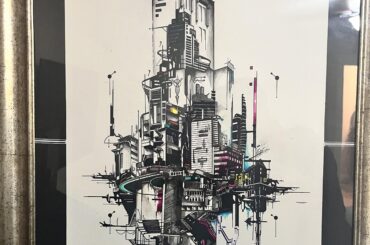 Cyberpunk aesthetic drawing my dad did. Hanging proudly in my house now.