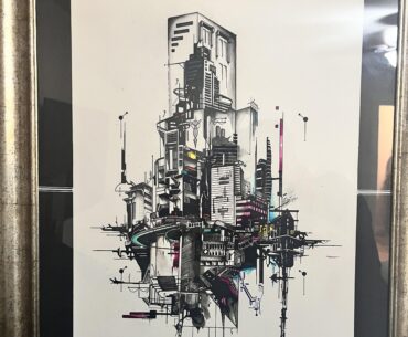 Cyberpunk aesthetic drawing my dad did. Hanging proudly in my house now.