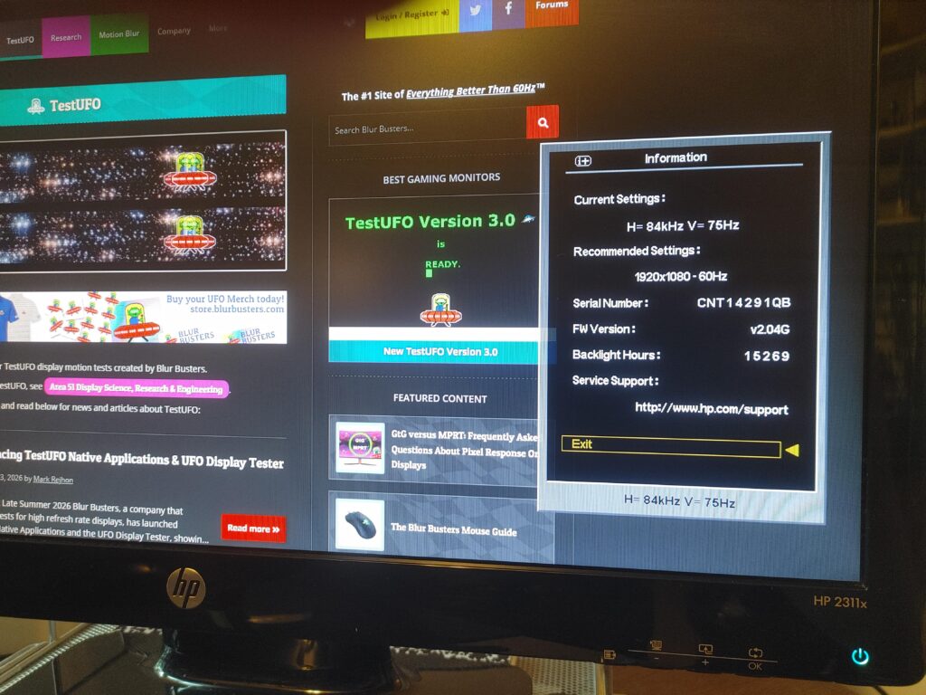 Hit 75Hz on my HP 2311 monitor
