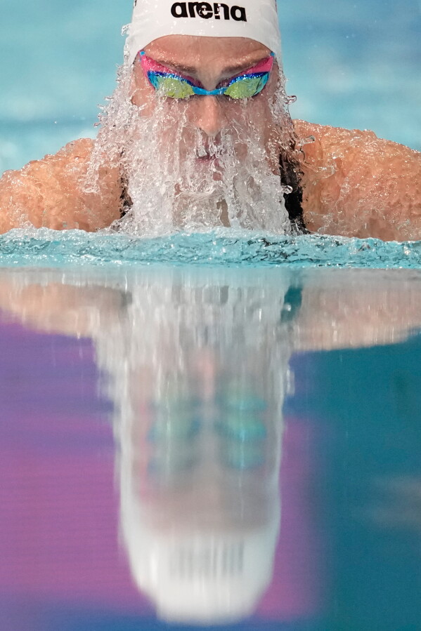 South Africa's Olivia Nel competes in the women's 100 meter breaststroke semifinal swimming event at the Commonwealth Games in Glasgow, Scotland, Saturday, July 25, 2026. (AP Photo/Manish Swarup)