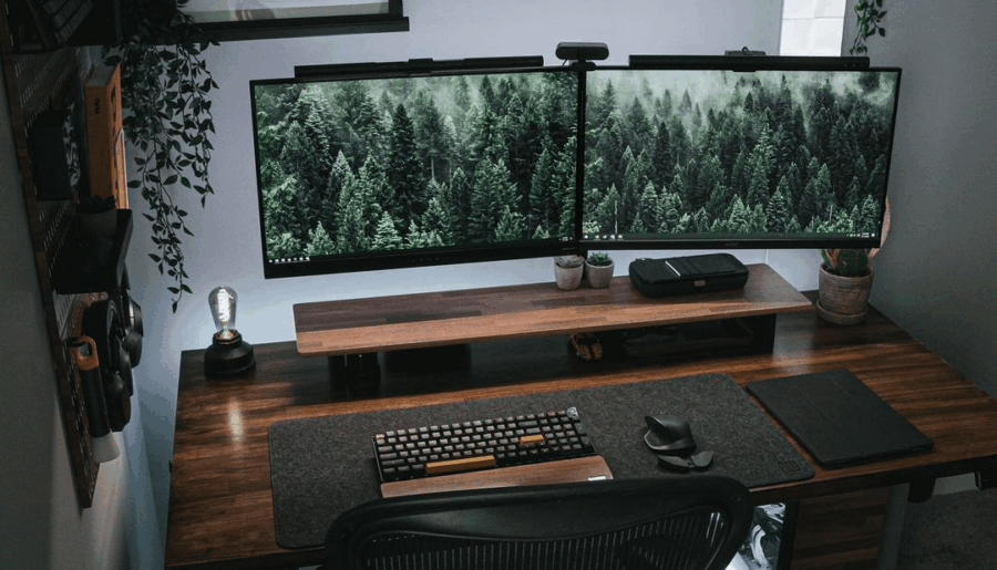 Bringing a little bit of the outdoors inside. Current desk setup mood: deep forest.