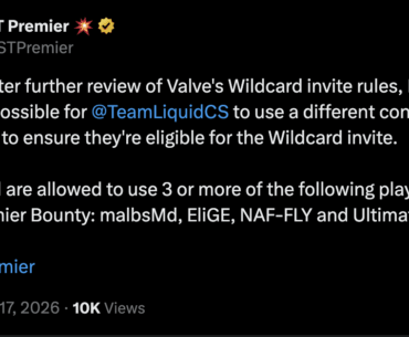 [BLAST] After further review of Valve's wildcard invite rules, Liquid is now deemed eligible to use a different configuration of 3 players, allowed to use 3 of more of the following players for BLAST Bounty: malbsMd, EliGE, NAF-FLY, and ultimate