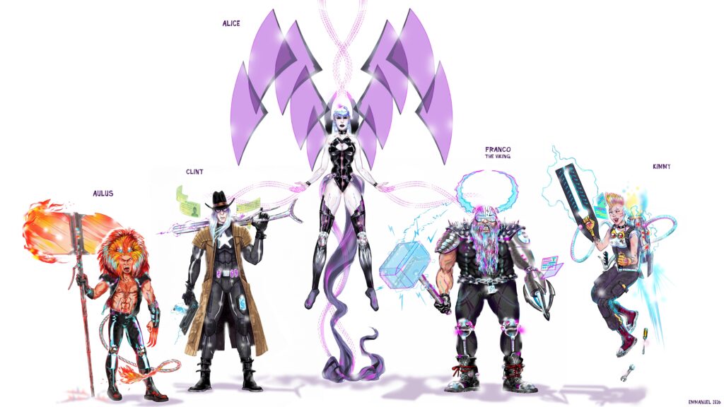 The Awakened Team - Neon & Dark-Biotech skin concept series for the Mobile Legends Bang Bang Global Contest by Me.
