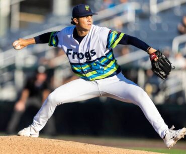 Colton Shaw #28 of the Everett AquaSox pitches against the Eugene Emeralds during the game on Friday, July 24, 2026 in Everett, Washington. (Olivia Vanni / The Herald)