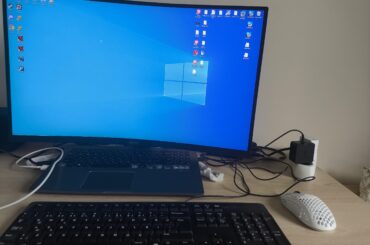 My laptop on its life support (no display no battery broken fans broken keyboard and mouse)