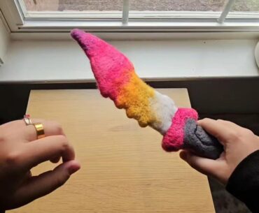I crocheted and needle felted my bowie knife fade