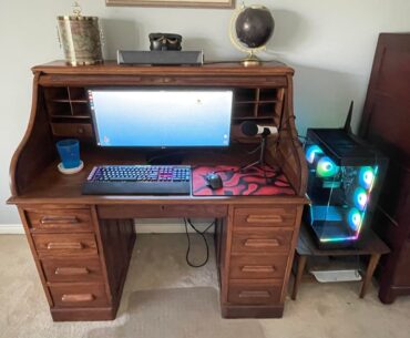 After 1 month of research (and one month of waiting for my mouse pad to arrive) my set up is done. I used things around my house for decor so I went with a mix of 1920’s and 2020’s for my build