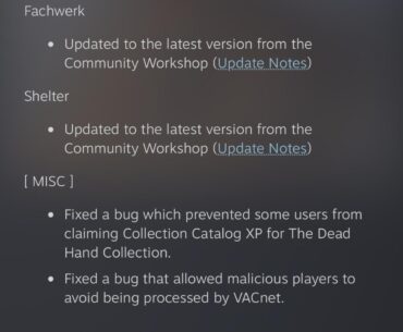 “Fixed a bug that allowed malicious players to avoid being processed by VACnet”