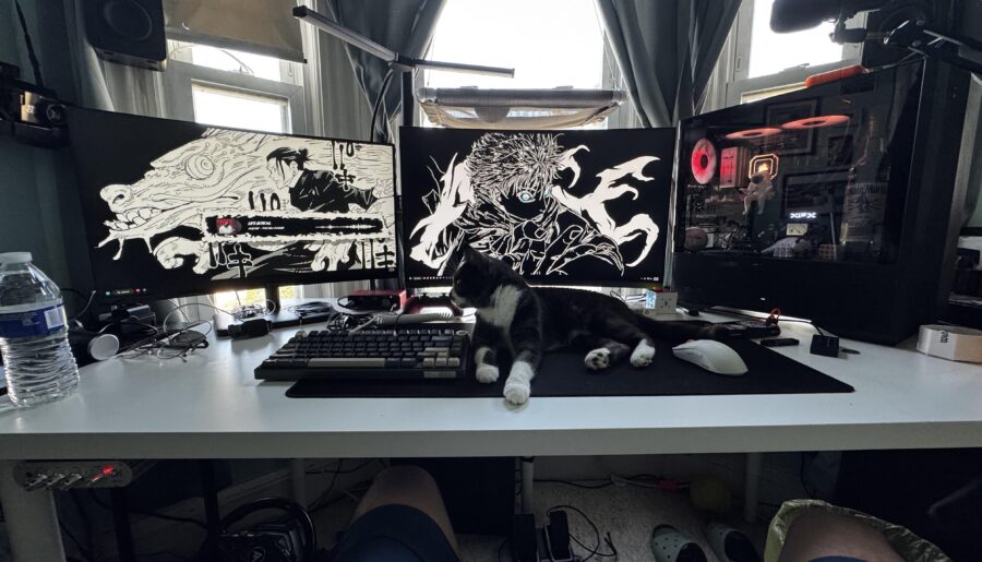 My expensive cat bed battlestation (see description for more pics)