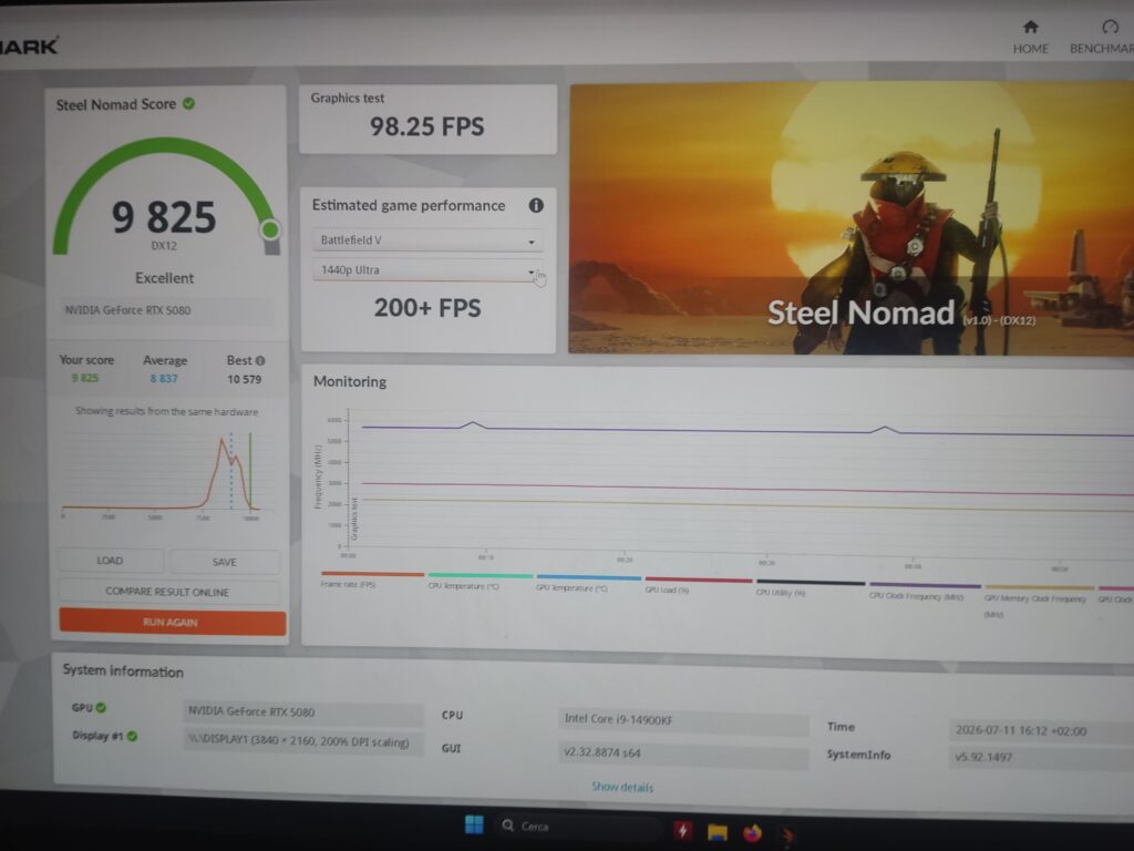 This is my new record in 3dmark benchmark at 4 k in 3dmark benchmark  steel nomad with my rtx 5080 and an i9-14900kf.