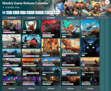 Weekly Game Release Calendar July Week 4