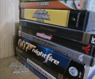 Part of my little nostalgia corner at my parents place. A random selection of games I own