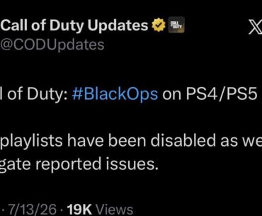 [CODUpdates] [BO] 📢 Call of Duty: #BlackOps on PS4/PS5 Select playlists have been disabled as we investigate reported issues.