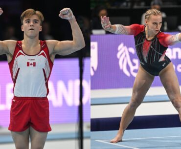 Felix Dolci (left) and Ellie Black (right) qualified first to the 2026 Commonwealth Games all-around finals.