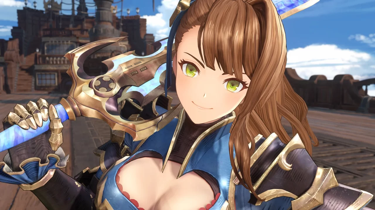 Granblue Fantasy Relink Endless Ragnarok Screenshot of an armored woman with a big sword.