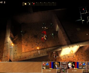 An amazon and an assassin fight through a dungeon full of goblins