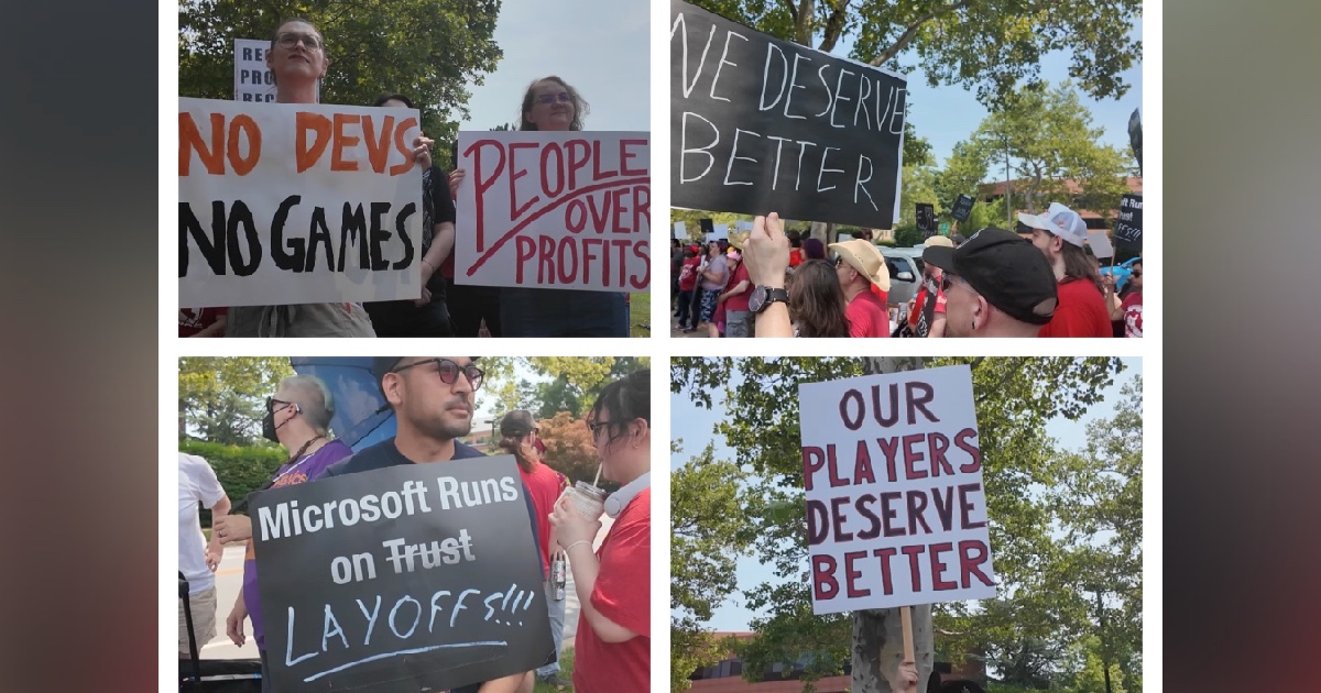 Video game developers protest layoffs at ZeniMax, Bethesda Game Studios Video game developers protest layoffs at ZeniMax, Bethesda Game Studios