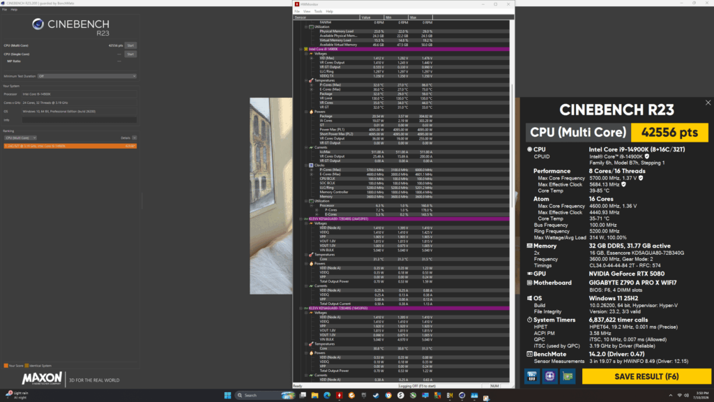 I9 14900k (R23 - 42556)