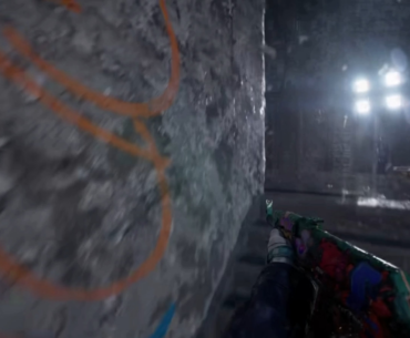 CS2 3D rendering of the "Mirage" map at night during a heavy downpour, with ray tracing settings maxed out; the demo captures a 5-kill play by ZywOo—the world's #1 player of 2025—at IEM Dallas.