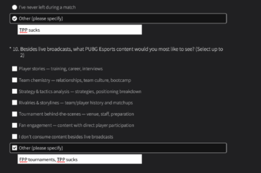 PUBG Esports Survey