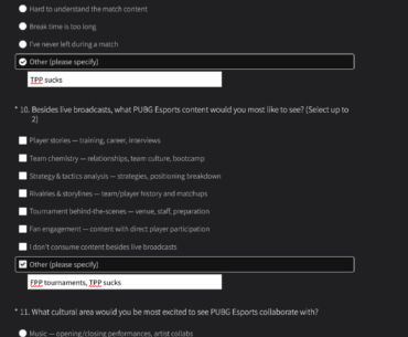 PUBG Esports Survey