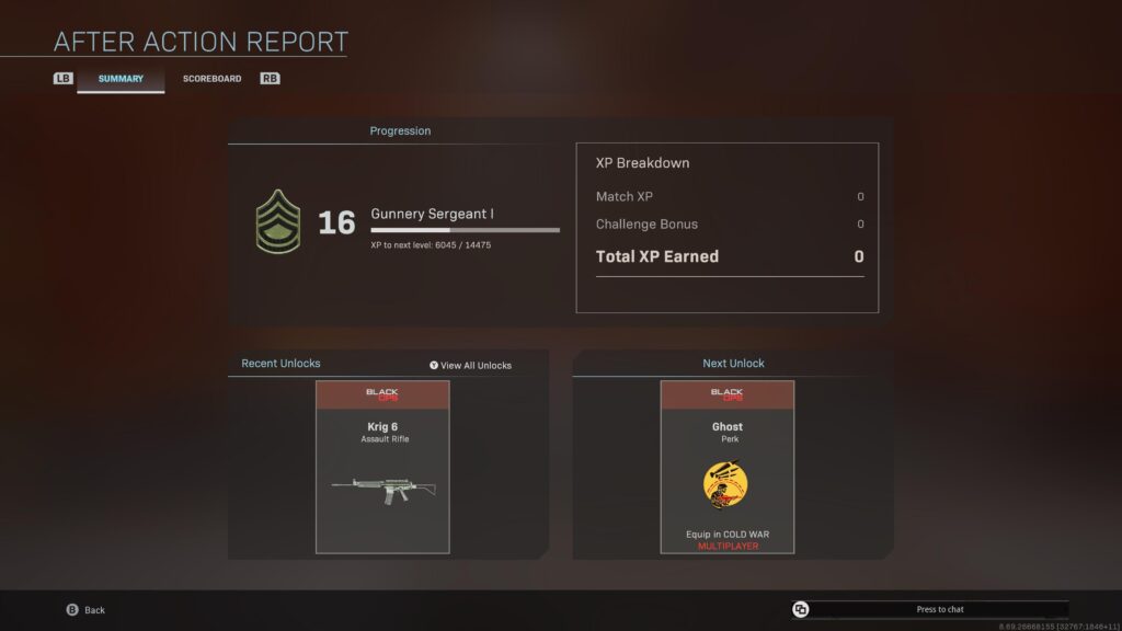 Not gaining XP in Quickplay
