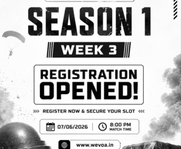 🏆 WEVOA OPEN SERIES – SEASON 1 | WEEK 3 | DAY 1

The battle continues. Registration is officially OPEN! 🔥

Gather your squad, secure your slot, and compete against the region's top PUBG: BATTLEGROUNDS PC teams.

📅 Date: 07/06/2026
🕗 Match Time: 8:00 PM IST