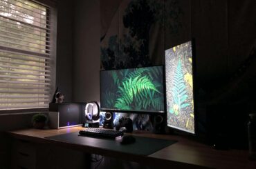 Finally made a decent battlestation. Just need a lamp to brighten the place a bit.