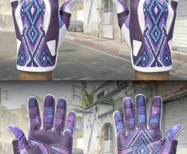 Suppose the brown parts of the violet gloves were changed to white.