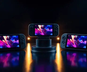 Premium gaming handheld consoles on display