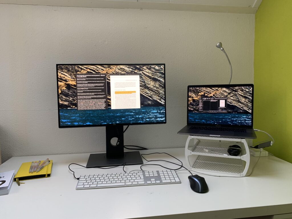 My setup at my mom's place during the first lockdown COVID lockdown