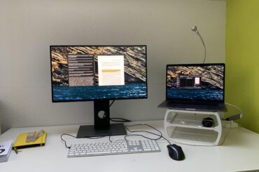 My setup at my mom's place during the first lockdown COVID lockdown