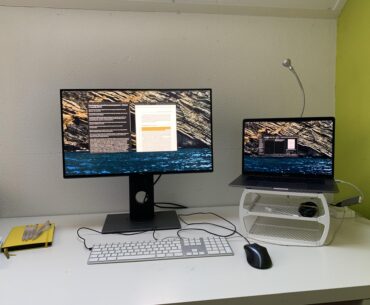 My setup at my mom's place during the first lockdown COVID lockdown